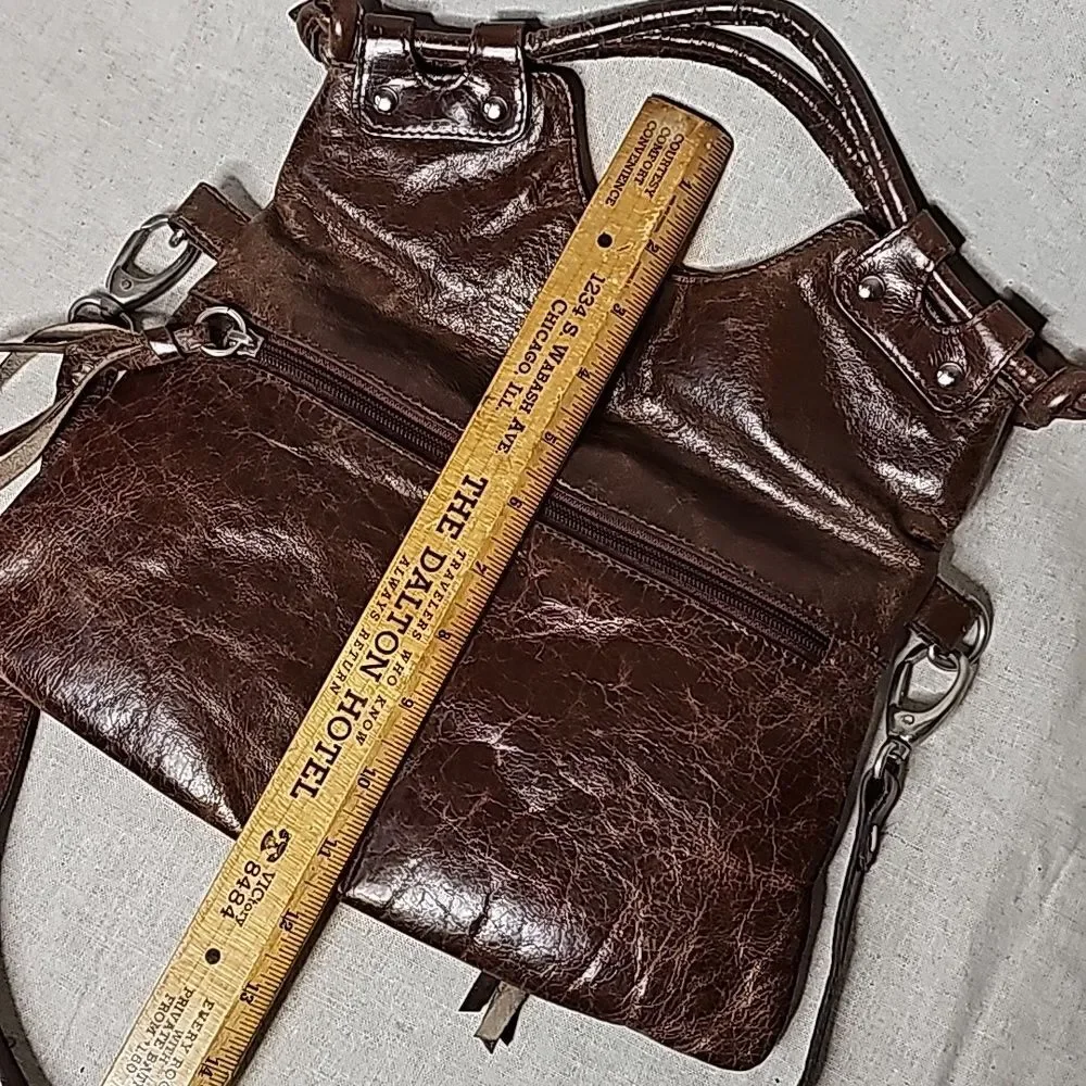 ILI Genuine Leather Brown Hobo Bag Distressed Handbag or Shoulder Strap